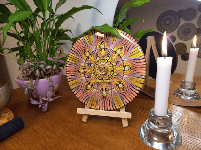 Porte-encens 18 cm lignes roses