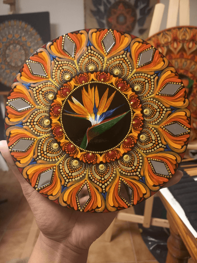 Mandala 20 cm "Oiseau du paradis"