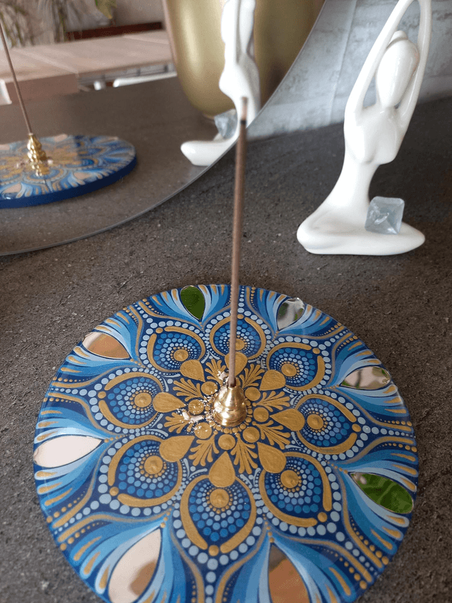 Porte-encens bleu miroirs