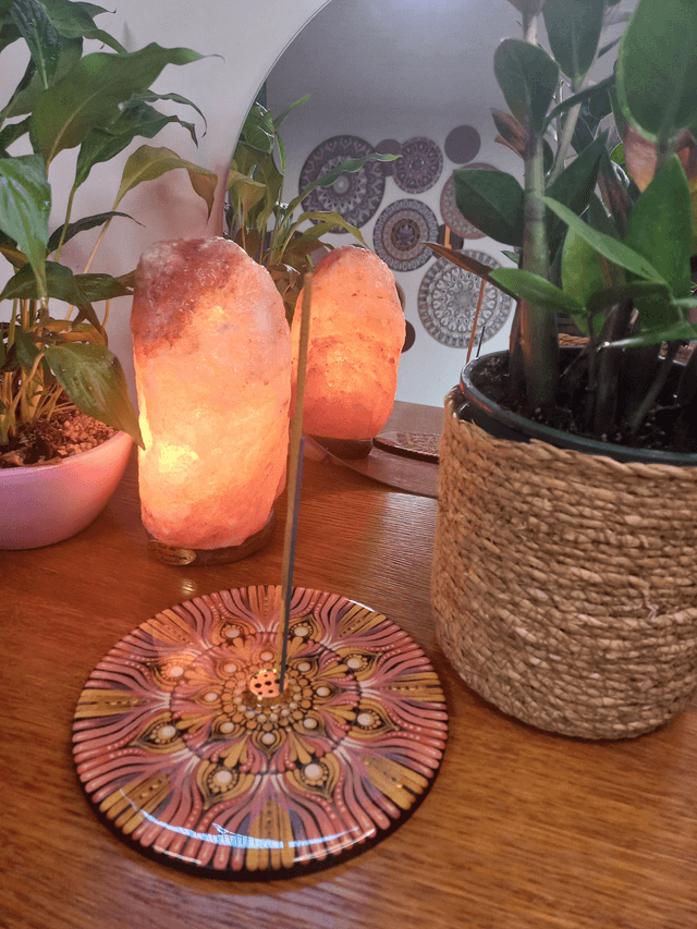 Porte-encens 18 cm lignes roses