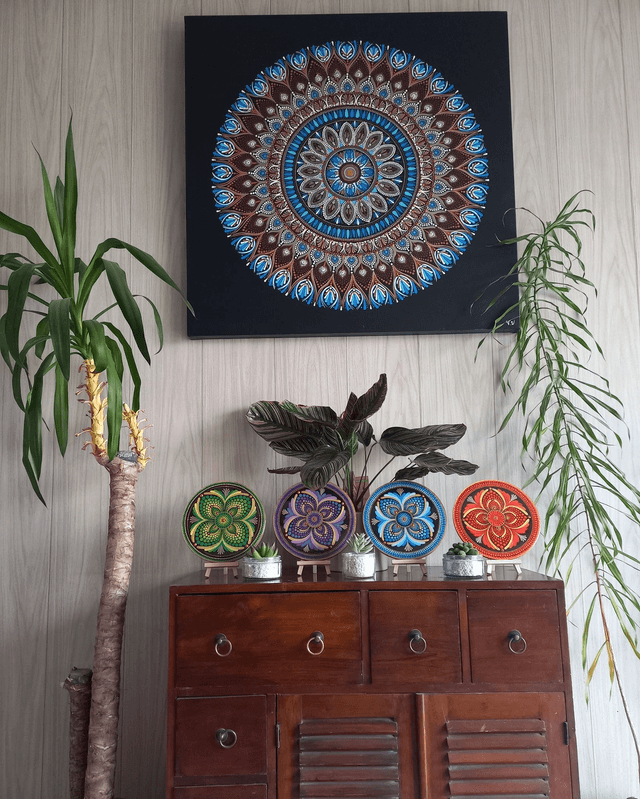 Mandala Toile 80 cm "Terre-Ciel"