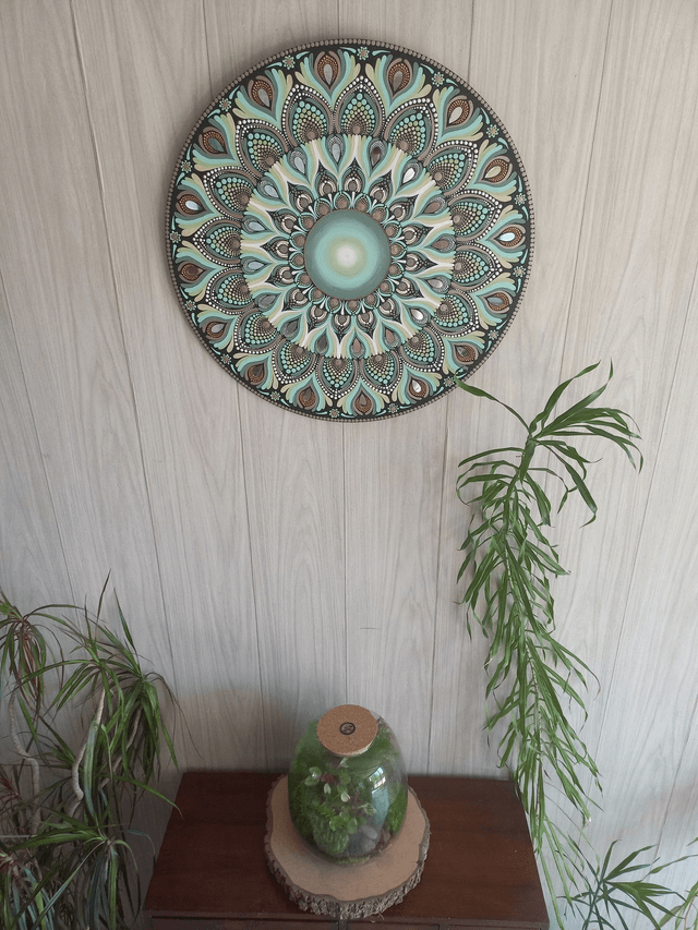 Mandala 55 cm vert d'eau