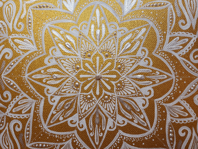 Mandala or et dentelle Toile 30×30cm