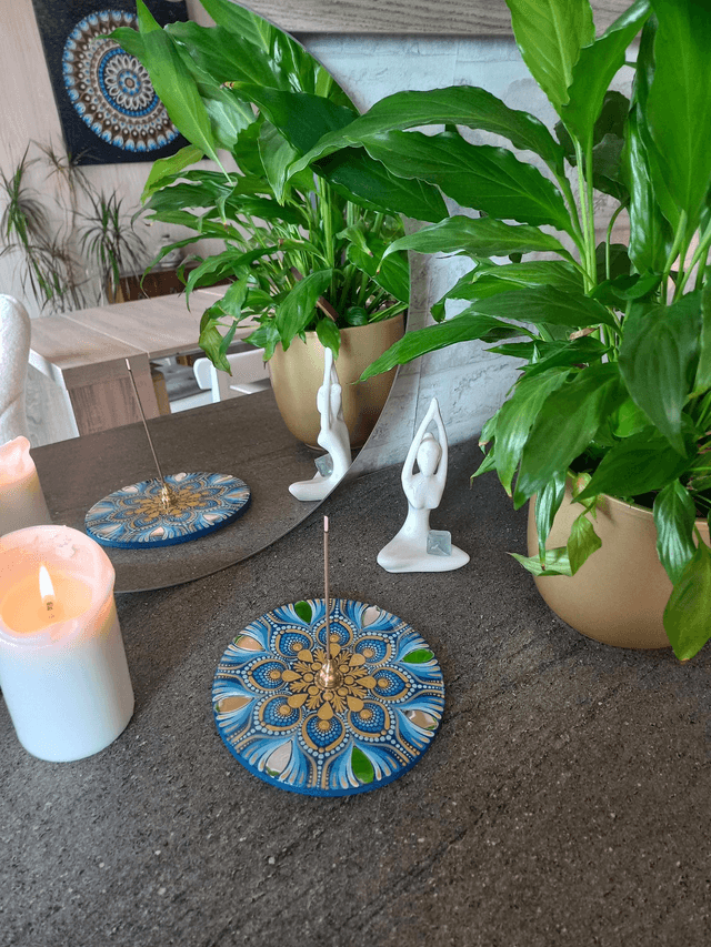 Porte-encens bleu miroirs
