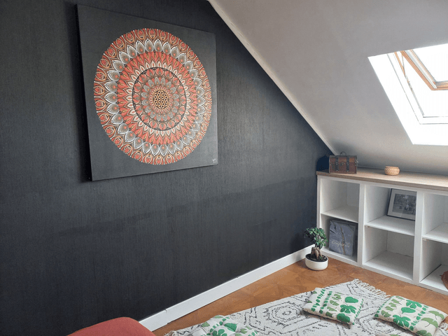 Mandala corail sur toile 1×1m