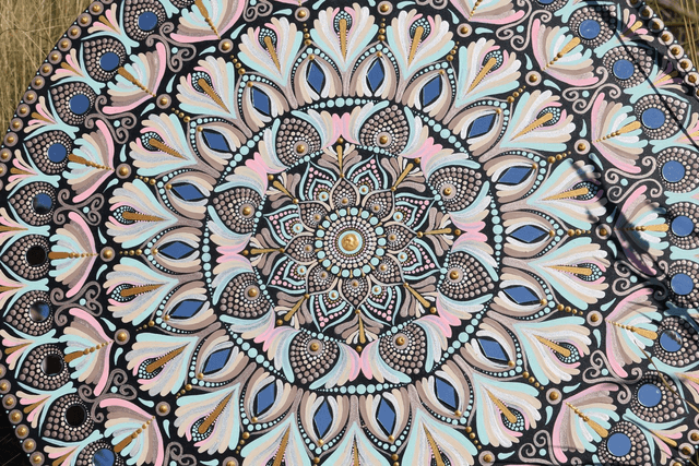 Mandala 55 cm rose vert d'eau