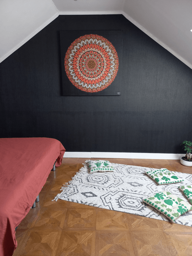 Mandala corail sur toile 1×1m