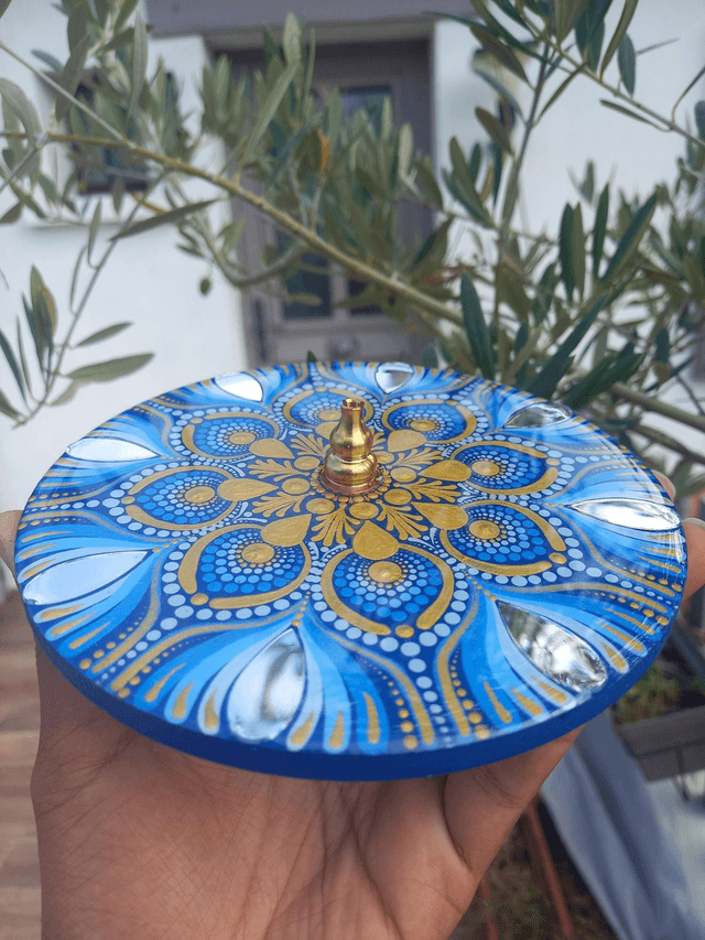 Porte-encens bleu miroirs