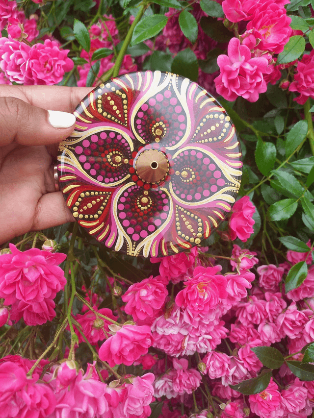 Duo porte-encens 10 cm "rose/rouge"