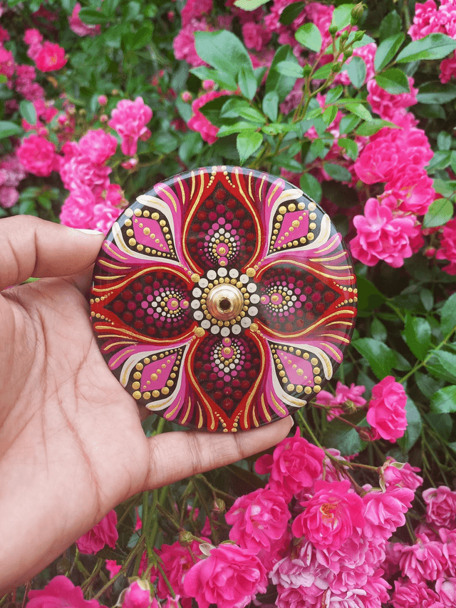 Duo porte-encens 10 cm "rose/rouge"