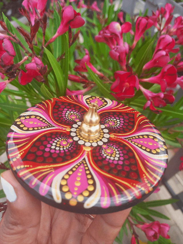 Porte-encens 10 cm "pétales roses"