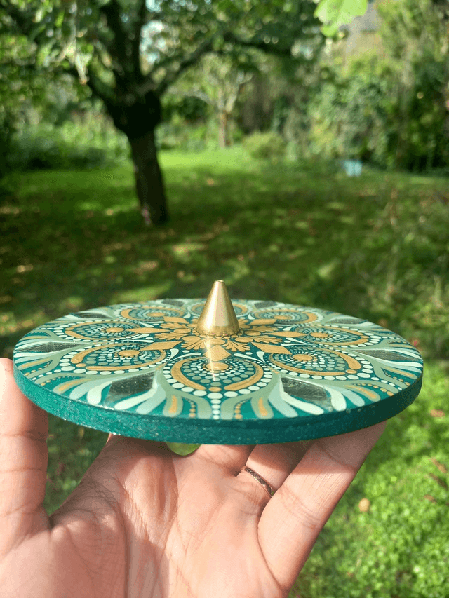 Porte-encens 15 cm "Vert miroirs"